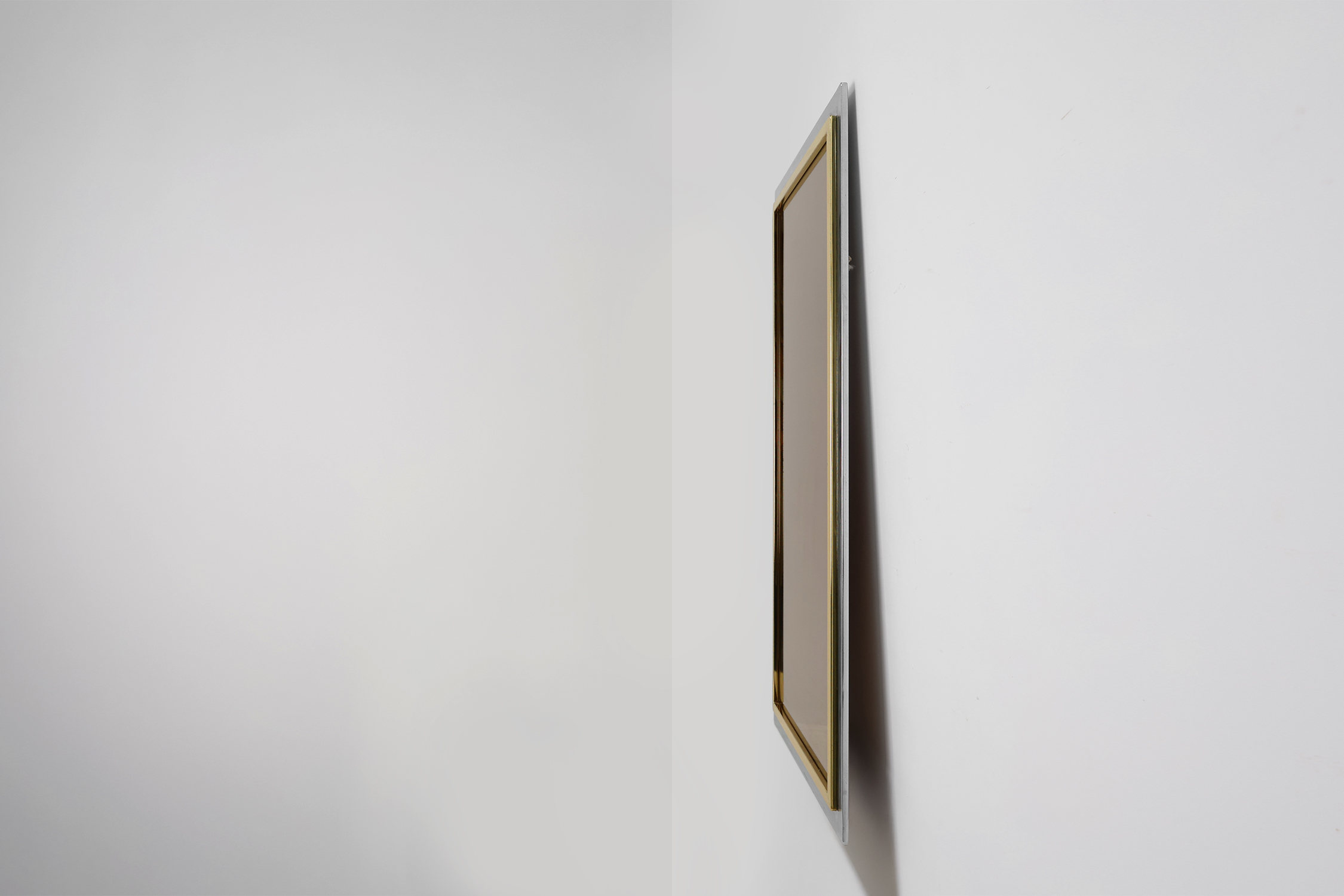 Large Mid-Century Belgo Chrome Mirror in Metal and Fumé Glass, Belgium 1980sthumbnail